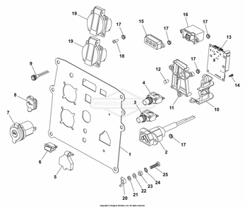 Control Panel Diagram and Parts List for 030800-00  Briggs and Stratton Generator